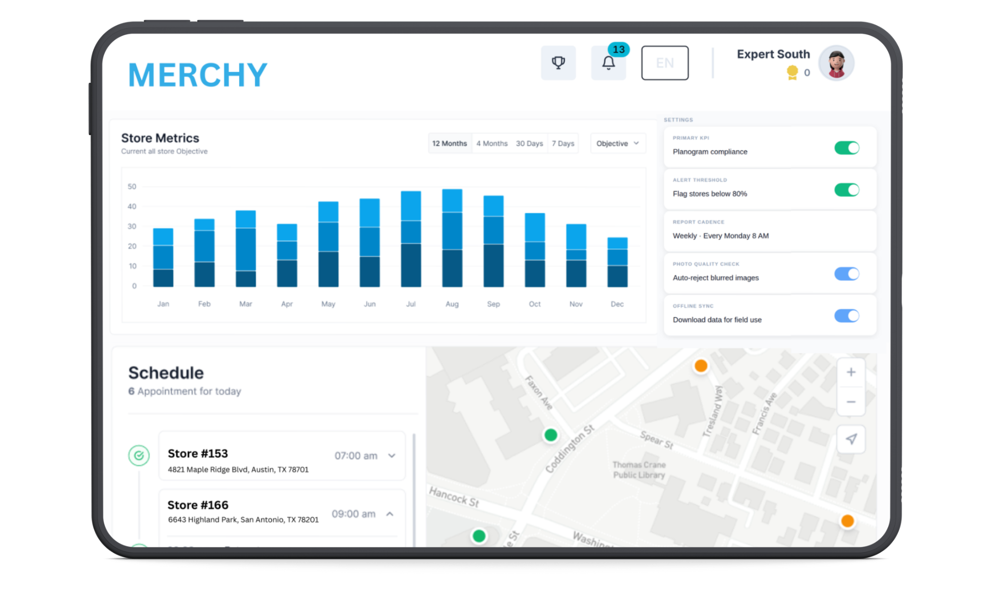 Merchy app on a tablet